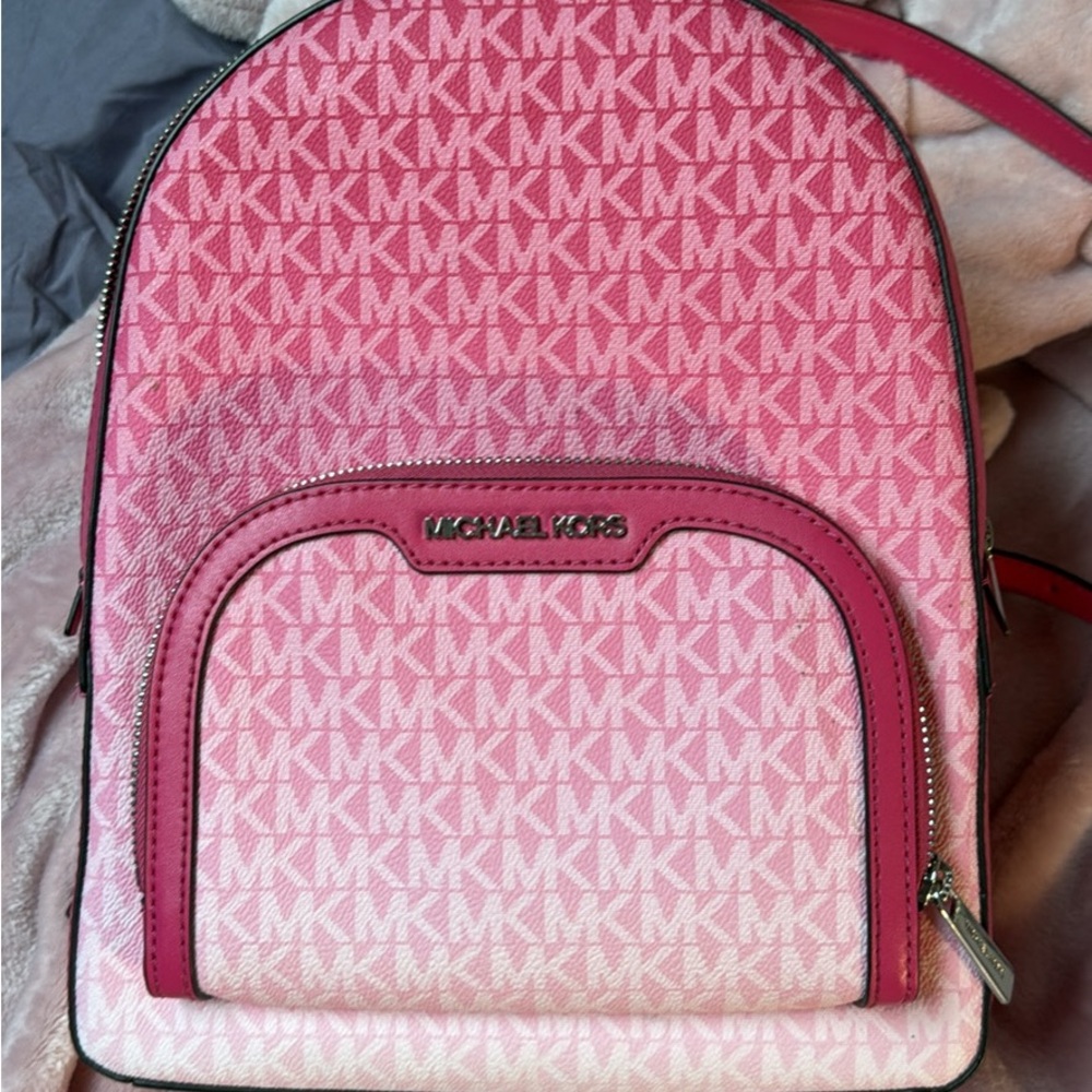 Michael Kors Pink Ombre Backpack with Signature MK Monogram